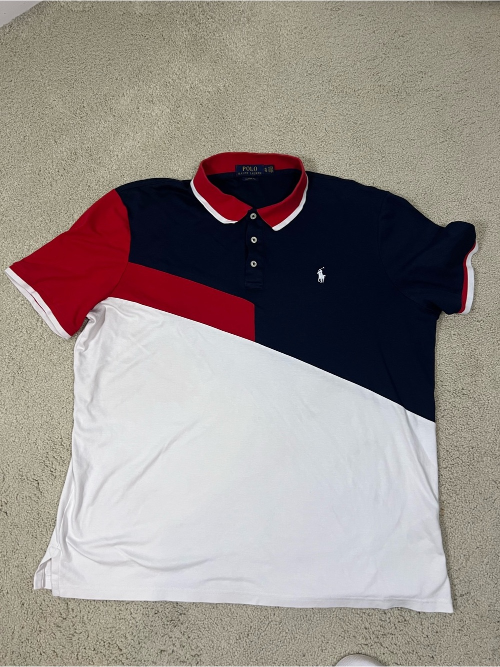 Polo by Ralph Lauren Colorblock Polo Shirt - Navy, White & Red